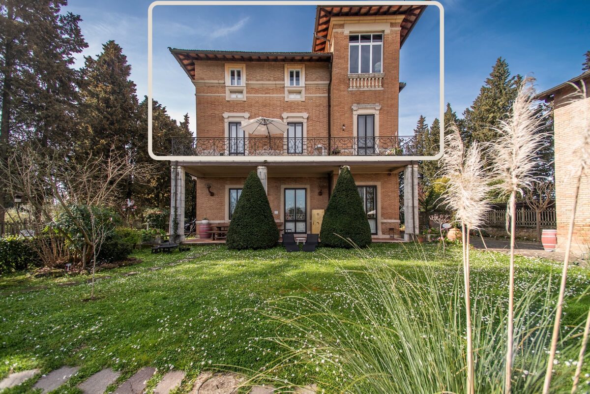Facciata di Villa Elvira con evidenziata la porzione occupata dall’appartamento Artemisia