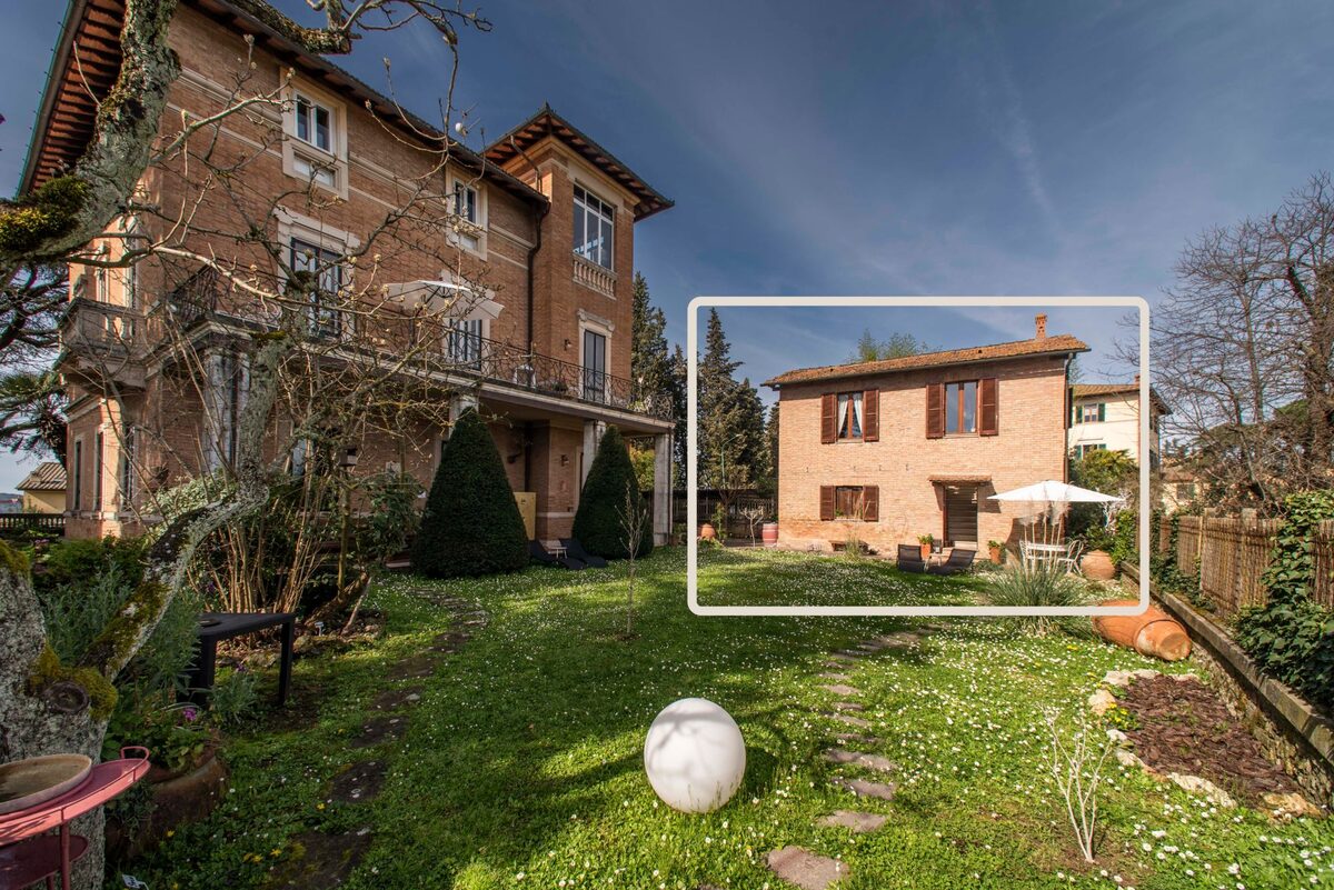 Il villino Ipazia nel parco di Villa Elvira, con la porzione occupata evidenziata